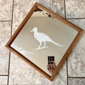Vintage Wall mirror with etched roadrunner